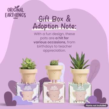 Original Earthlings Legs Out Pot - 3.5 Inch Cute Plant Pot - Plastic Funny Planter with Drainage - Unique Cactus Plant Lover Gift - Small Succulent Face Flower Pot - Cute Plant Gifts for Plant Lovers