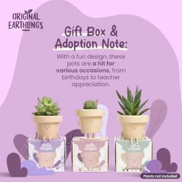 Original Earthlings Legs Out Pot - 3.5 Inch Cute Plant Pot - Plastic Funny Planter with Drainage - Unique Cactus Plant Lover Gift - Small Succulent Face Flower Pot - Cute Plant Gifts for Plant Lovers