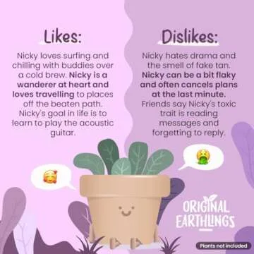 Original Earthlings Legs Out Pot - 3.5 Inch Cute Plant Pot - Plastic Funny Planter with Drainage - Unique Cactus Plant Lover Gift - Small Succulent Face Flower Pot - Cute Plant Gifts for Plant Lovers