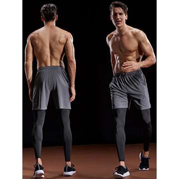 NELEUS Men's 7" Workout Running Shorts with Pockets,6056,3 Pack,Black/Grey/White,L,EU XL