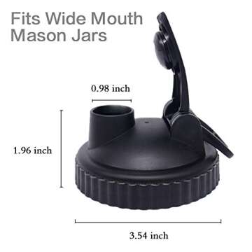 Mason Jar Lids, 4 Pack Wide Mouth Mason Jars Canning Lids with Easy Pour Spout and Leak-Proof Storage Flip Caps Black(Jars not Included)