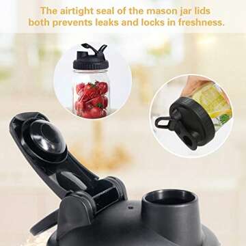 Mason Jar Lids, 4 Pack Wide Mouth Mason Jars Canning Lids with Easy Pour Spout and Leak-Proof Storage Flip Caps Black(Jars not Included)