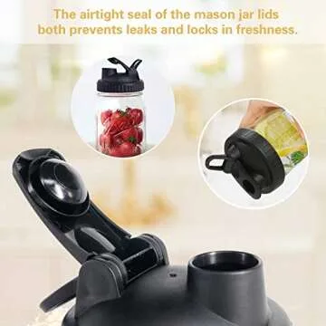 Mason Jar Lids, 4 Pack Wide Mouth Mason Jars Canning Lids with Easy Pour Spout and Leak-Proof Storage Flip Caps Black(Jars not Included)