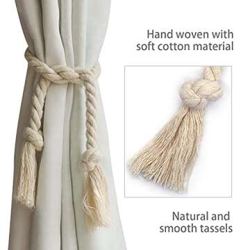 Natural Cotton Curtain Tiebacks - Stylish and Versatile