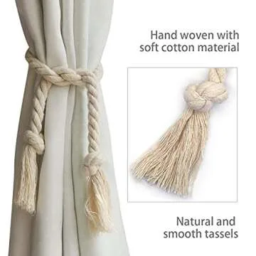 Natural Cotton Curtain Tiebacks - Stylish and Versatile