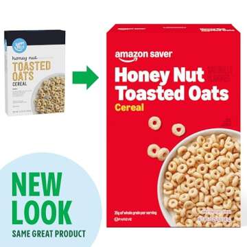 Amazon Saver, Honey Nut Toasted Oats Cereal, 12.25 Oz (Previously Happy Belly, Packaging May Vary)