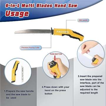FASTORS Hand Saw, Multi Blades Drywall Saw with Soft Grip Handle Hacksaw for Cutting Drywall,Sheetrock,Wood,Plastic,Metal,Plywood