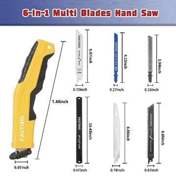 FASTORS Hand Saw, Multi Blades Drywall Saw with Soft Grip Handle Hacksaw for Cutting Drywall,Sheetrock,Wood,Plastic,Metal,Plywood