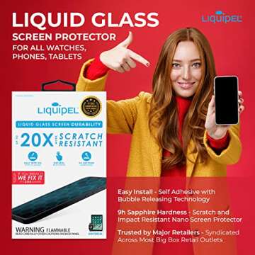 Liquid Screen Protector for all Smartphones and Tablets Liquid Glass 9H Hardness Universal fit with a"You Break It, We Fix It" $150 Protection Plan by Liquipel