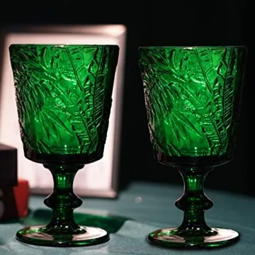 Jomop Green Glass Goblets Set - Elegant & Practical