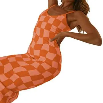 2022 Bodycon Dresses for Women Summer Knit Hollow Out Sexy Night Out Midi Maxi Dress Sleeveless Long Cut Out Dress