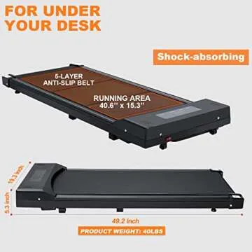 Walking Pad Treadmill Walking Pad Treadmills for Home Small Under Desk Treadmill Portable for Office, Ebony