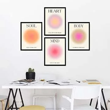 NCYEL 4 colorful abstract halo posters angel number positive energy inspirational language inspirational wall art bedroom girls room pink decoration living room bedroom apartment hotel dormitory 8x10