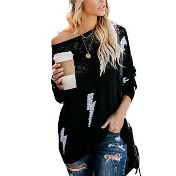 Stylish AIMCOO Women's Lightning Bolt Sweater for Casual Wear