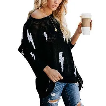 Stylish AIMCOO Women's Lightning Bolt Sweater for Casual Wear