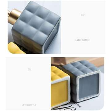 Hand Soap Dispenser Dish Cube Soap Dispenser Countertop 7.44 FL OZ. /220 ML Hand Lotion Pump Bottle Ceramic Lotion Container Liquid Hand Soap Jar Shower Dispenser Kitchen Bathroom Décor (Yellow)