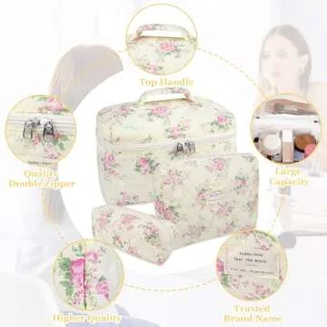 Cute Floral Makeup Bag Set for Women - Travel Ready!