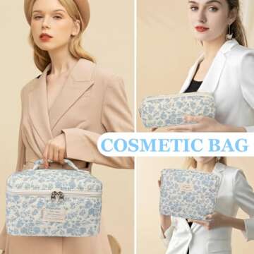 Cute Floral Makeup Bag Set for Women - Travel Ready!