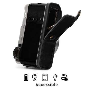 MegaGear MG1894 Ever Ready Genuine Leather Camera Half Case Compatible with Fujifilm X100V - Black