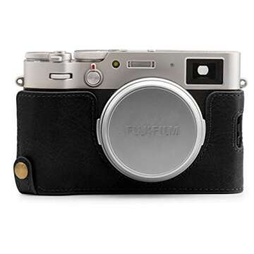 MegaGear MG1894 Ever Ready Genuine Leather Camera Half Case Compatible with Fujifilm X100V - Black