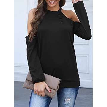 Dokotoo Sexy Women's Cold Shoulder Tops for Fall