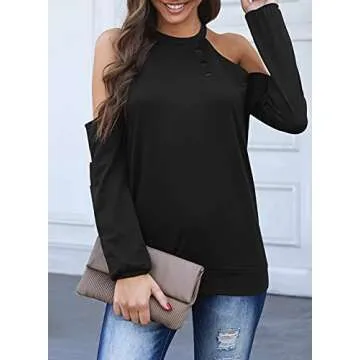Dokotoo Sexy Women's Cold Shoulder Tops for Fall