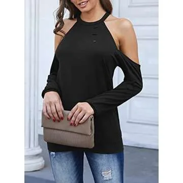 Dokotoo Sexy Women's Cold Shoulder Tops for Fall