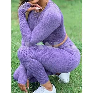 SEASUM Women Workout Crop Top Athletic Long Sleeve Tee