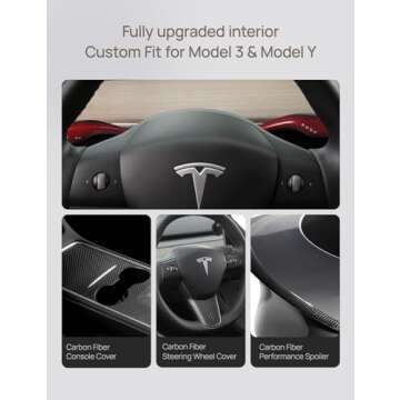 TPARTS Carbon Fiber Steering Cover for Tesla Model 3/Y
