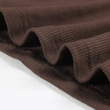 Artfish Women's Square Neck Long Sleeve Crop Top Chocolate Brown