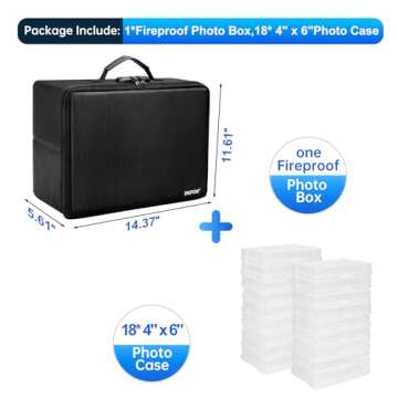 ENGPOW Photo Storage Box with 18 Inner Cases - Fireproof & Portable Organizer