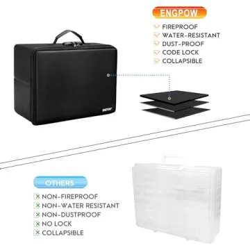 ENGPOW Fireproof Photo Storage Box with Lock for Safe Organization
