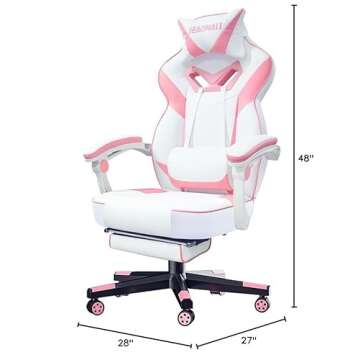 Pink Gaming Chair with Footrest for Comfort and Style