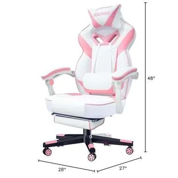 Pink Gaming Chair with Footrest for Comfort and Style