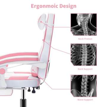 Pink Gaming Chair with Footrest for Comfort and Style