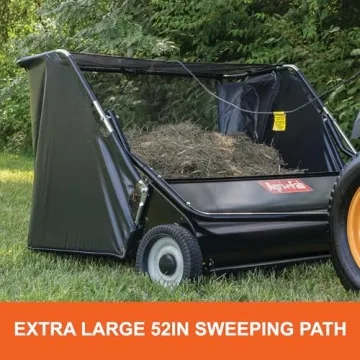 Agri-Fab 45-0546 52" Tow-Behind Lawn Sweeper, 26 cu. ft Hopper Bag Capacity; Leaf & Grass Cathcher, with Adjustable Brush Height and Dump From Seat Handle