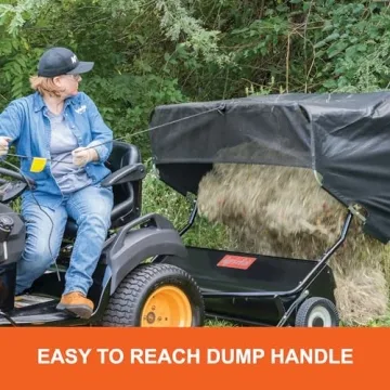 Agri-Fab 45-0546 52" Tow-Behind Lawn Sweeper, 26 cu. ft Hopper Bag Capacity; Leaf & Grass Cathcher, with Adjustable Brush Height and Dump From Seat Handle