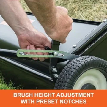 Agri-Fab 45-0546 52" Tow-Behind Lawn Sweeper, 26 cu. ft Hopper Bag Capacity; Leaf & Grass Cathcher, with Adjustable Brush Height and Dump From Seat Handle