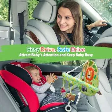 Dr.Rapeti Baby Car Seat Toy for Travel Rear Facing Double Sided Baby Travel Activity Car Seat Entertainment Toy Easy Drive Gift for Newborn Baby Infant 0-12 Month