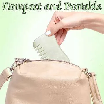 Geiserailie 2 Pieces Jade Combs Massage Stone Hair Gua Sha Scraping Scalp Comb Facial Massage Tool Multifunctional Handheld Head Tools Head Caring Therapy Mother's Day Gift(Chic Style)