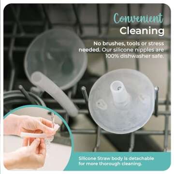 Mason Bottle Silicone Straw Topper (2 Pack) - Sippy Cup Top Replacement, Fits Any 8oz Regular-Mouth Mason Jar Baby Bottle - for All Ages, BPA Free, Non-Toxic, Dishwasher Safe - Made in USA