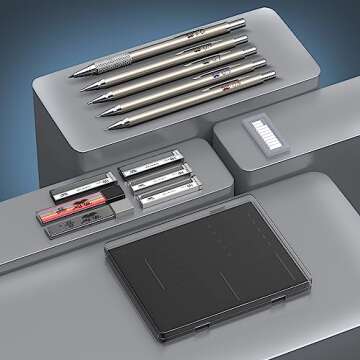 Mr. Pen- Metal Mechanical Pencil Set with Lead and Eraser Refills, 5 Sizes, 0.3, 0.5, 0.7, 0.9, 2mm, Drafting, Sketching, Architecture, Drawing Metal Mechanical Pencils