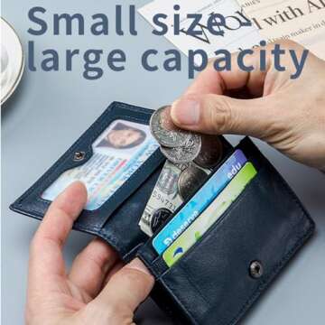 EGLOW Leather Card Holder Women Leather Wallet Hand-Woven Fashion Card Holder Portable Coin Purse Women's Birthday Christmas New Year Gift Large Capacity (Size : Black)