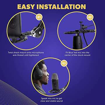 Auphonix Silver PRO Microphone Shock Mount – Shockmount Compatible w/Blue Yeti, Yeti Pro, & Snowball Mic