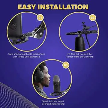 Auphonix Silver PRO Microphone Shock Mount – Shockmount Compatible w/Blue Yeti, Yeti Pro, & Snowball Mic