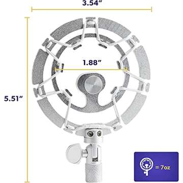 Auphonix Silver PRO Microphone Shock Mount – Shockmount Compatible w/Blue Yeti, Yeti Pro, & Snowball Mic