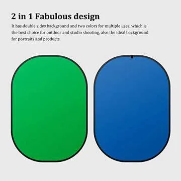 Chromakey Backdrop, Heorryn 4 in 1 Pop Up Collapsible Green Blue Screen with Carry Bag, 5x6.5ft Double-Sided Green Screen and Blue Screen for Tiktok Photography, Gaming and Live Streaming