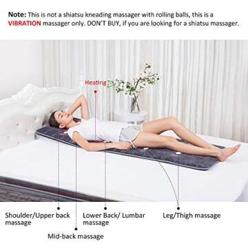 COMFIER Full Body Massage Mat Pad with Heat, Chair Pad with 10 Vibration Motors & 2 Therapy Heating ...