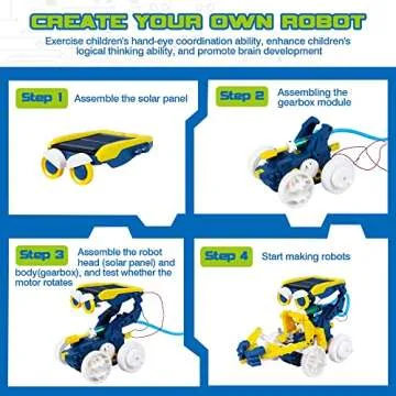 Beauwow 11-in-1 STEM Solar Robot Toys for Kids Age 8-12, DIY Educational Science Kit for Teens, Solar Powered Building Toys, Robotics and Renewable Energy, Unisex, English, 8x10.9x2.65 inches