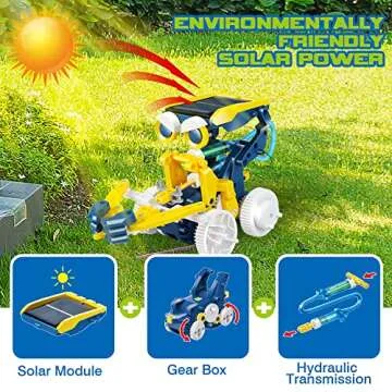 Beauwow 11-in-1 STEM Solar Robot Toys for Kids Age 8-12, DIY Educational Science Kit for Teens, Solar Powered Building Toys, Robotics and Renewable Energy, Unisex, English, 8x10.9x2.65 inches